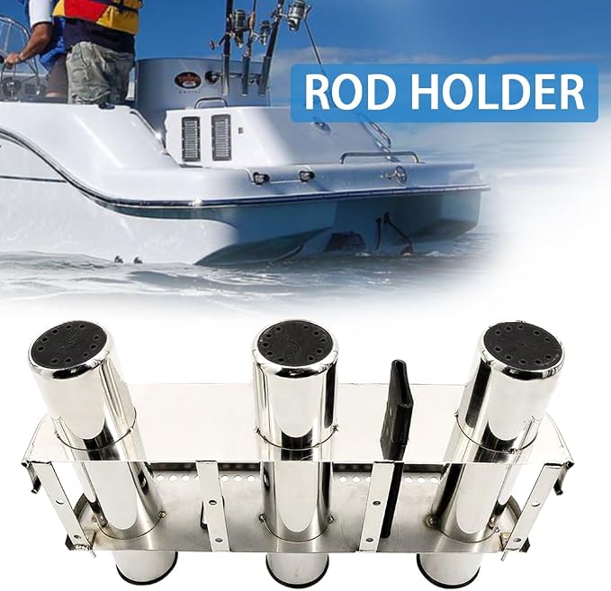 Haida 3 Tube Fishing Rod Holder & Boat Organizer Rod Rack Stainless Steel Fishing Rod Bracket Tube-linked Fishing Accessories Fishing Lovers' Gifts