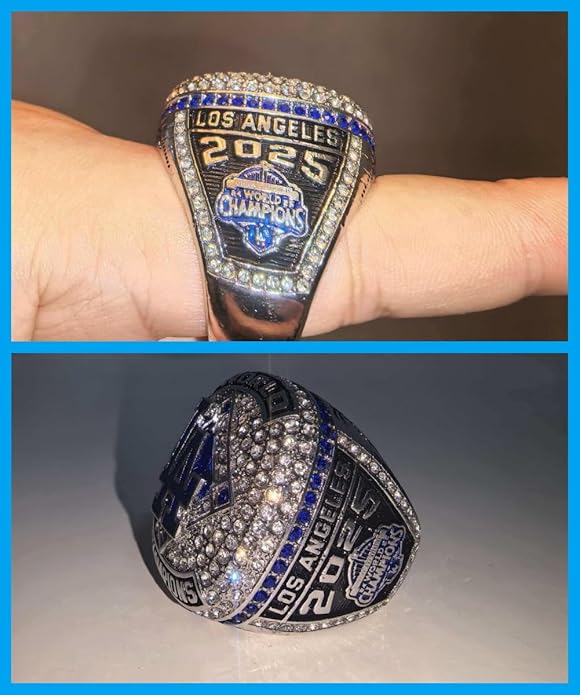Rare Legacy L#A. 2025 New Baseball Defending Championship Ring 5#17#18#50 - High-Level Transparent Sandalbox Silver Plated Museum-Grade Replica Display Adult