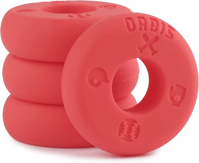 Orbis Bat Grip Choke Up Rings with Baseball Icons, 4 Pack, Bat Knob Stacker for Youth Baseball, Softball and Tee Ball, Improve Grip and Reduce Sting
