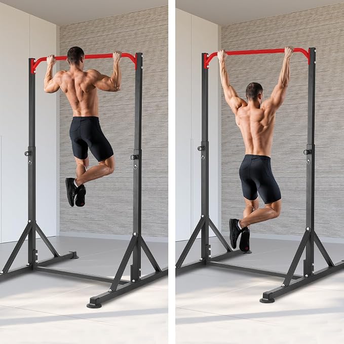 Pull Up Station, Power Tower Adjustable Pullup Bar Free Standing, Heavy Duty Multifunction Strength Training Pull Up Bar, Gym Workout Fitness Equipment Chin up Bar for Home Outdoor, 440LBS Capacity