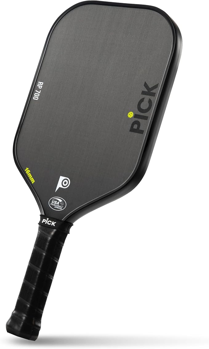 PiCK RP700 Professional Raw Carbon Fiber Pickleball Paddles, 16mm Polypropylene Honeycomb Core Improves Pickle Ball Placement and Control, USA Pickleball Approved (RP700)