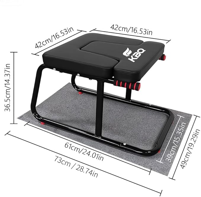KBQ Yoga Headstand Bench, Yoga Inversion Chair, Headstand Trainer – U-Shaped Stool with 400LB Capacity, Double Armrest, Non-Slip Fitness Aid, Thick Breathable Mat, Home & Gym Stability Stool (Black)