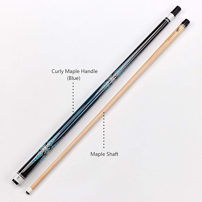 Collapsar CXT Pool Cue with Soft Case,Black with Cream Points and Turquoise,Wrapless Handle 58Inch Professional Pool Stick