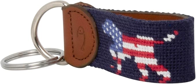 Leather Hand-Stitched Needlepoint Key Fob or Key Chain