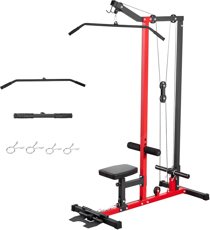 VEVOR LAT Pulldown Attachments, Cable Machine Rowing T-bar V-bar Tricep Pull Down Bar, Back Strength Training Rubber Coated Handle Grip, Bicep Curl Tricep LAT Pulldown Bar for Home Gym Fitness