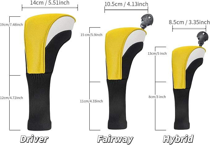 Wood Headcover Golf Club Covers Driver Headcovers Nylon Head Covers Designed to Fit All Woods - 3/4/5/6 Pack/Set Golf Accessories Suitable for Men and Women