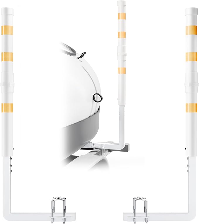 niffgaff Boat Trailer Guide-ons, 2PCS Rustproof Galvanized Steel Boat Guide Poles with White PVC Pipes & Reflective Tape, Fits Trailer Frames up to 3" for Ski Boat, Fishing Boat, Sailboat Trailer