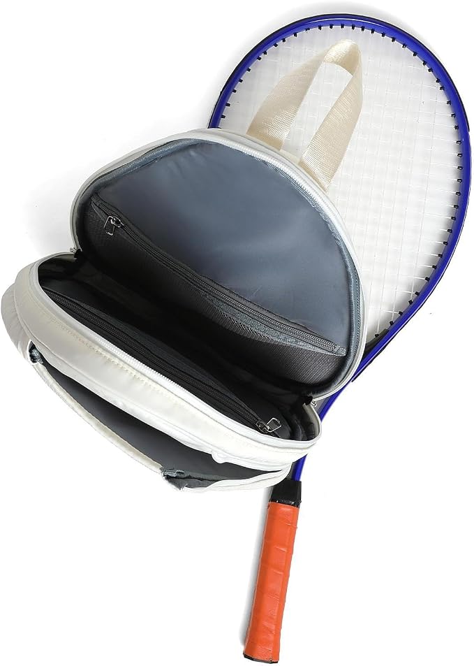 Tennis Racket Bag Waterproof Zipper Paddle Holder Crossbody Shoulder Bag for 1-2 Rackets, Lightweight Versatile Organizer