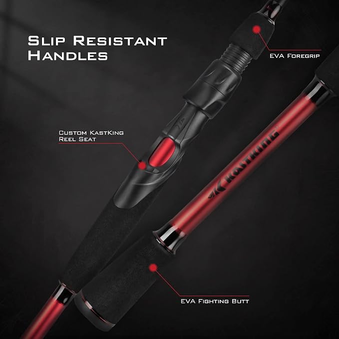 KastKing Royale Advantage Fishing Rod, Spinning Rod & Casting Rod, IM6 Graphite Blanks, 2-Pieces Rods with Extra Tip Section,KastFlex Technology, Power Transition System, EVA Handle