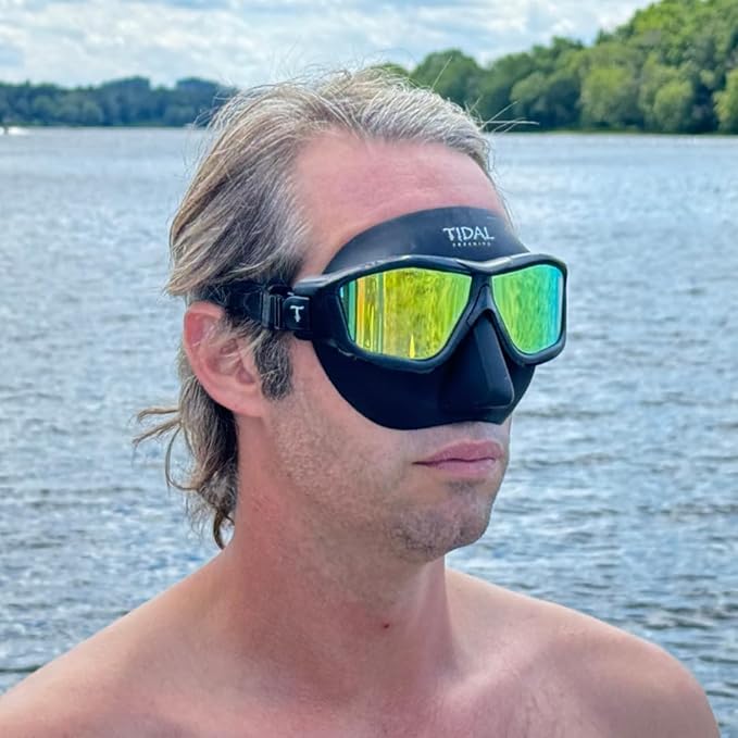 Tidal Glide Freedive Mask - Low Volume mask Designed for Freediving, Spearfishing, and Snorkeling. Anti-Fog Freediving mask.