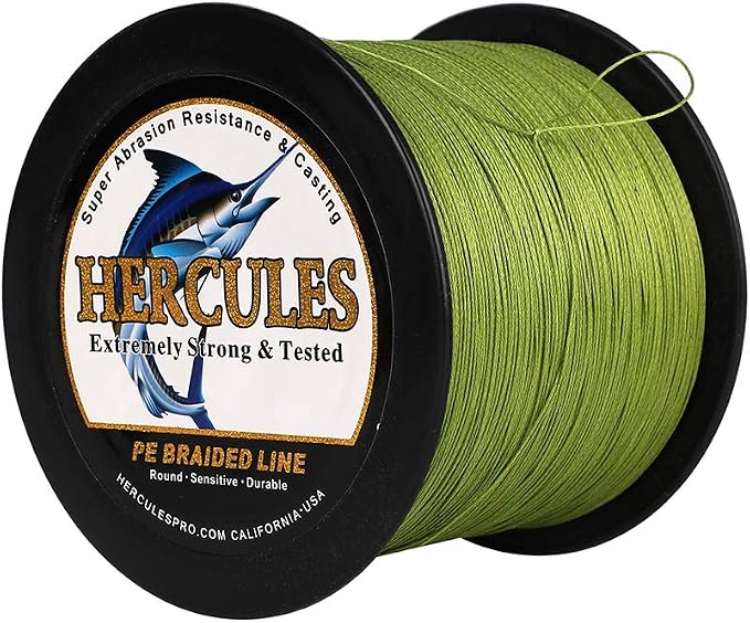 HERCULES Cost-Effective Super Cast 8 Strands Braided Fishing Line 10LB to 300LB Test for Salt-Water,109/328/547/1094 Yards(100M/300M/500M/1000M),Diam.#0.12MM-1.2MM,Hi-Grade Performance,Variety Colors