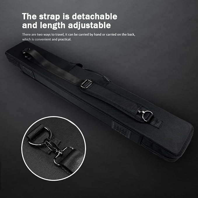 Pool Cue Case 3x4,Pool Stick Case 3 Sticks with Accessory Zipper Pockets,Cue Stick Case with Shoulder Strap Handle,Billiard Pool Cue Carrying Case with Large Front Accessory Pocket