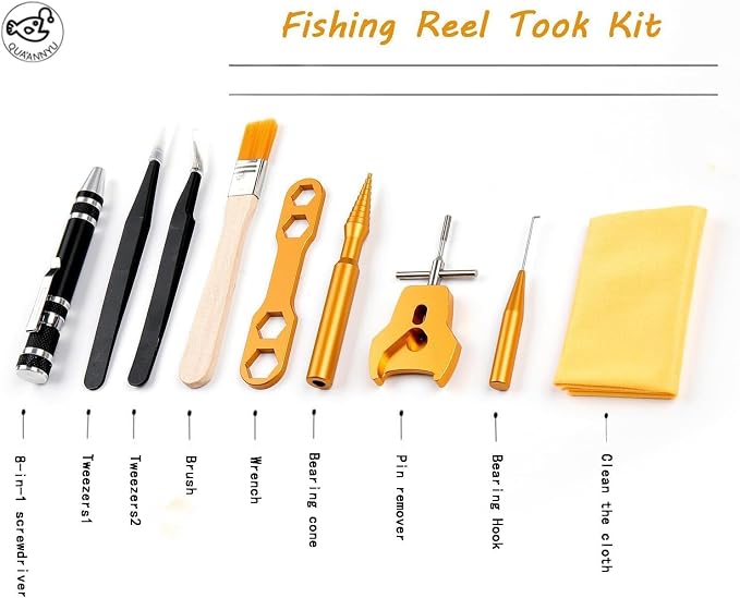 QUA'ANNYU Fishing Reel Maintenance Kit, Professional Fishing Reel Care & Repair Tool Set with 24/30/38-in-1 Screwdriver Set