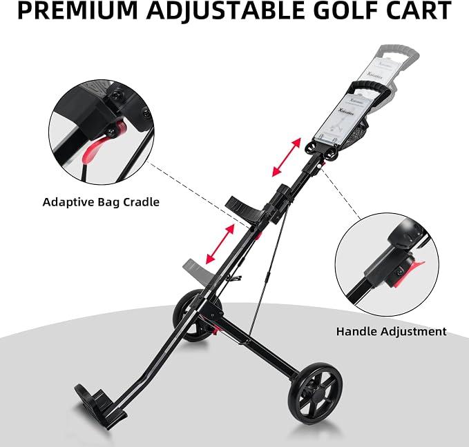 XDriveMax GC01 Golf Pull Push Cart 2 Wheel,Foldable Golf Push Cart for Golf Clubs,Lightweight Folding Golf Walking Pull Carts