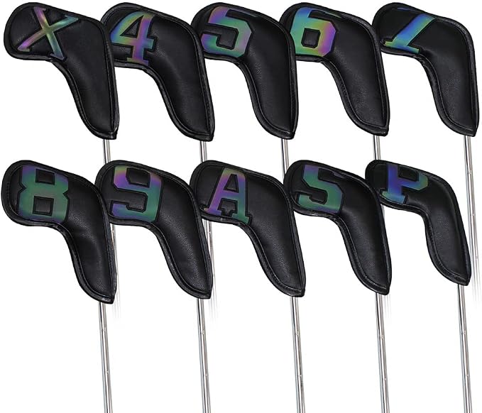 Scott Edward Golf Club Head Covers for Iron, 10 Pcs Leather Waterproof Material, Gradient Numbers Perfect for Mizuno Callaway, Ping, Taylormade, Cobra, Etc.