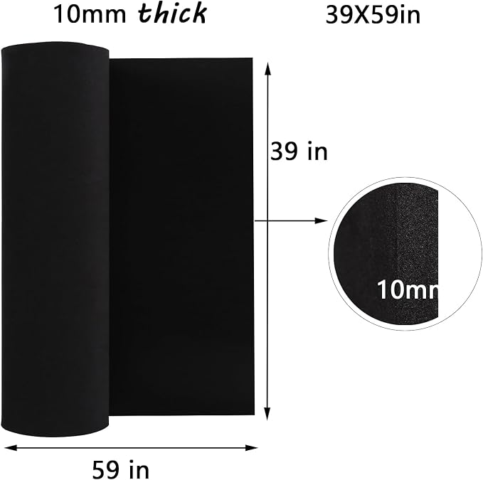 AMZQNART EVA Foam, Cosplay Foam Roll, Size 10mm Thick 39 x 59in (16sqft) Suitable for Large Foam Cosplay Modeling, DIY Projects, Crafts, Ultra High Density 90 kg/m3. Black