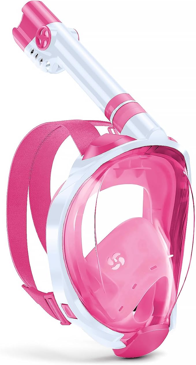 WSTOO Kids Full Face Snorkel Masks,Suitable for Beginners Dry Top Snorkeling Gear,Can Your Mouth or Nose to Breathe,180 Degrees Panoramic View,Anti-Fog Anti-Leak,Summer Travel and Vacationing Gifts