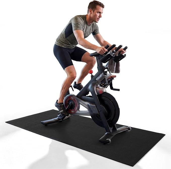 Drydiet Treadmill Mat 51" x 24", 6mm Extra Thick Bike Mat for Indoor Stationary Walking Pad, Spin Bike, Elliptical & Rowing Machine, Anti-Slip Shock Absorbing Floor Protector for Hardwood and Carpet