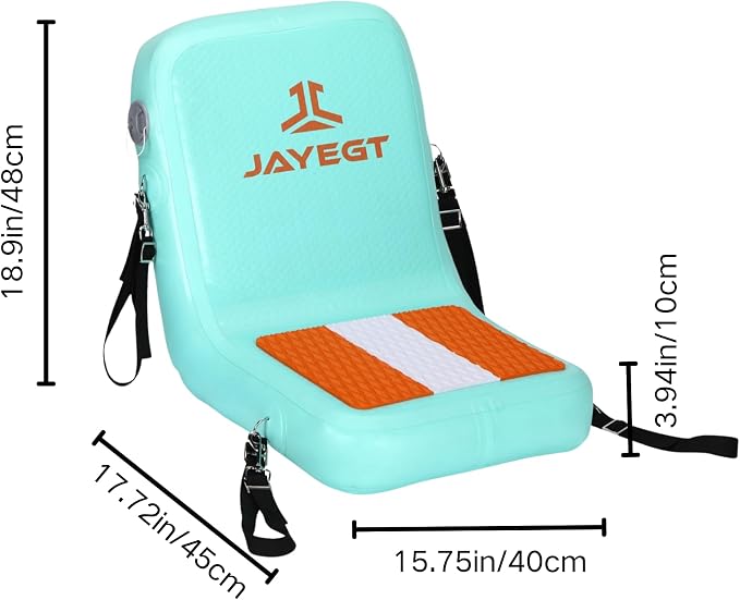 JAYEGT Inflatable Kayak Seat with Back Support,Paddle Board Accessories ，Foldable SUP Seat，Ergonomic Anti-Slip Design, high Load Capacity，Versatile Use for Kayak, Boat,SUP,Canoe,Fishing Boat-Green