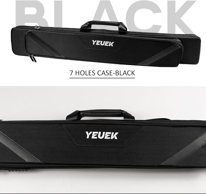 Pool Cue Case 3x4,Pool Stick Case 3 Sticks with Accessory Zipper Pockets,Cue Stick Case with Shoulder Strap Handle,Billiard Pool Cue Carrying Case with Large Front Accessory Pocket