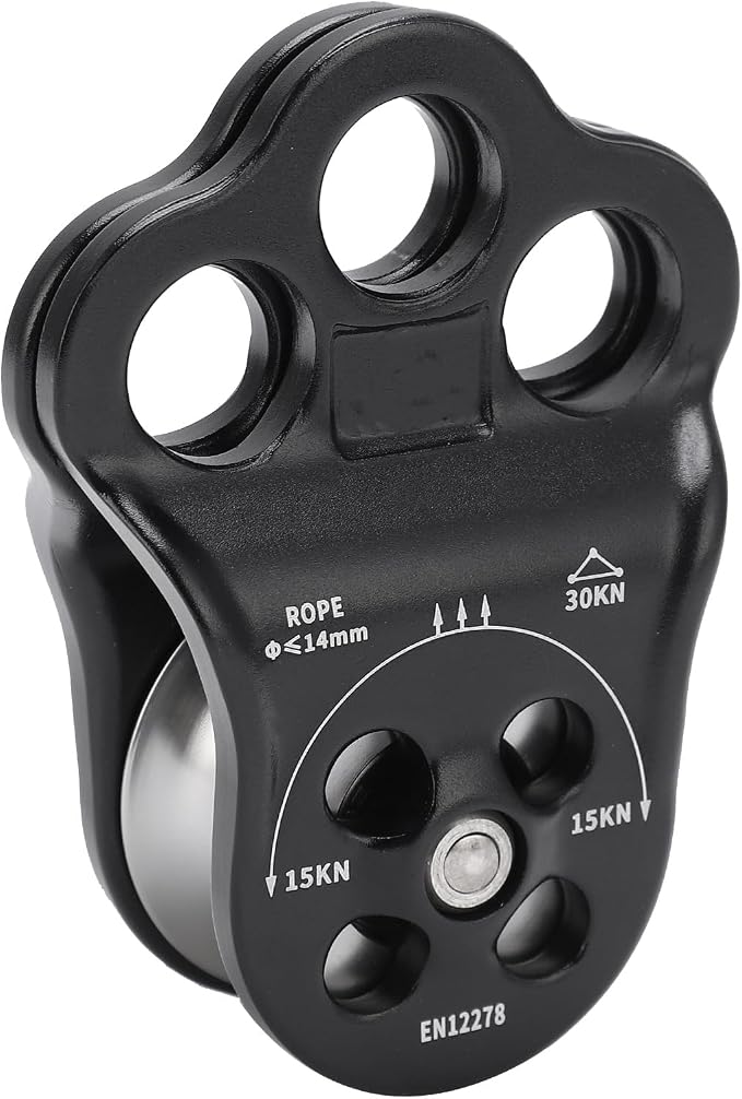 30KN Hitch Climber Pulley, Equipment 3 Hole Side Plate Pulley for Rigging Hauling Arborist Tree Climbing Lightweight for Aerial Work