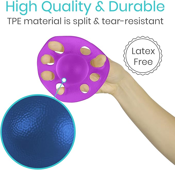 Vive Finger Exerciser Strengthener (3 Pack) - Hand Therapy Equipment for Grip Strength - Extensor Forearm Trainer Kit - Occupational Stretcher Balls for Fingers, Arthritis, Carpal Tunnel, Guitar