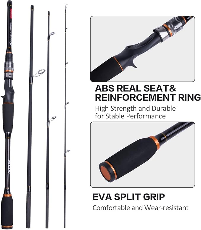 Goture 4-Piece Travel Carbon Fishing Rod M/MH Action 6.6-12ft Multi-Colors | Goture multi-spec travel fishing rods adopt upgraded high-grade carbon fiber blank with premium Fuji line guides