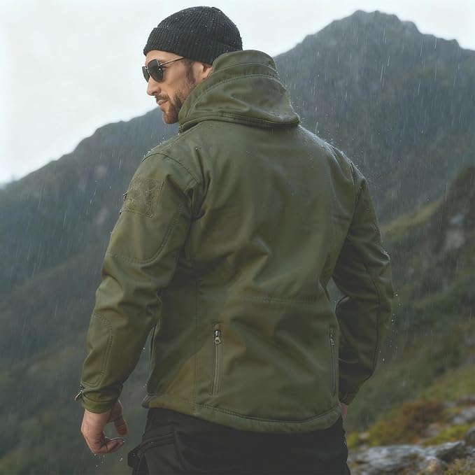 Men's Military Tactical Jacket Fleece Lined Hooded Mens Softshell Jacket Waterproof Windproof and Warm Winter Coat