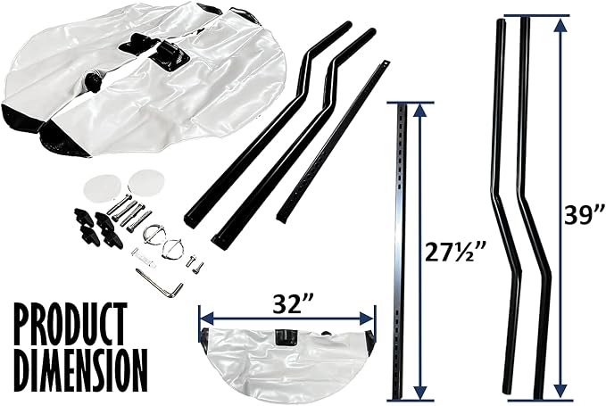 Pactrade Marine Boat Kayak Canoe Outrigger Stabilizer System PVC Inflatable Float Buoy Buoyant Fishing Grey Gray Tube Sidekick Arm Kit Breath Kayaking Rod Adjustable Accessories Repair Patches Outdoor
