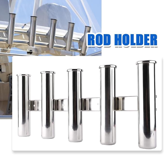 Deck-Mount Adjustable Fishing Rod Holder，Heavy Duty Top Mounted or Side Mounted Angle Removable Marine Stainless Steel Rotatable Rod Holder (S5)