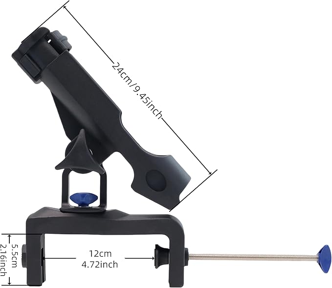 HiUmi Fishing Boat Rods Holder with Large Clamp Opening 360 Degree Adjustable Fishing Rod Racks Folding Holder
