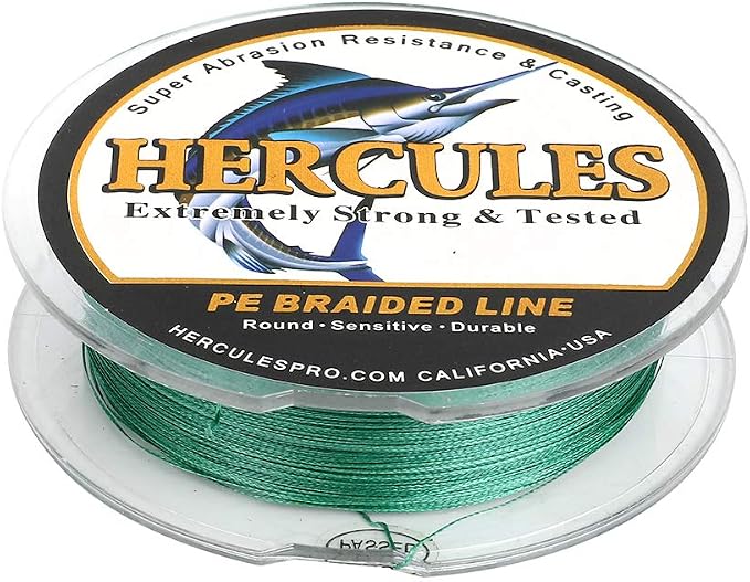 HERCULES Cost-Effective Super Strong 4 Strands Braided Fishing Line 6LB to 100LB Test for Salt-Water, 109/328 / 547/1094 Yards (100M / 300M / 500M / 1000M), Diam# 0.08MM - 0.55MM, Hi-Grade