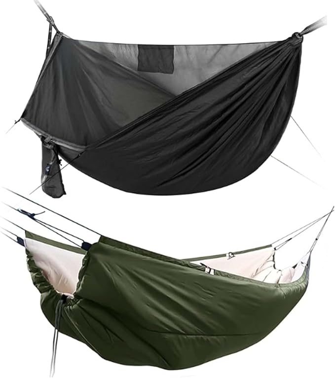 Camping Hammock with Underquilt, Lightweight Hanging Hammocks Tree Straps, All-in-one Fast Open Hammock for Outside, Hiking, and Travel