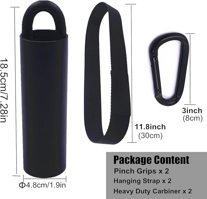 Pull Up Grips Set with Hanging Straps and Strong Carabiner, Finger Strengthener，Forearm, Biceps, Ninja Warrior, Back Muscles Training