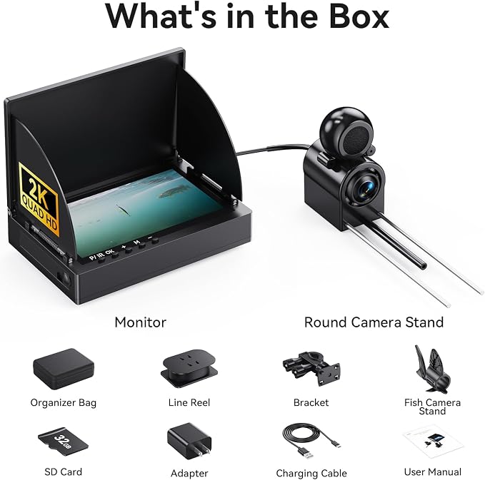 2K DVR Underwater Fishing Camera with Recording 6" OLED Sun-Readable Display | 10000mAh Battery, 220° Wide Angle, IR Night Vision | Professional Portable Kit for Ice & Boat Fishing