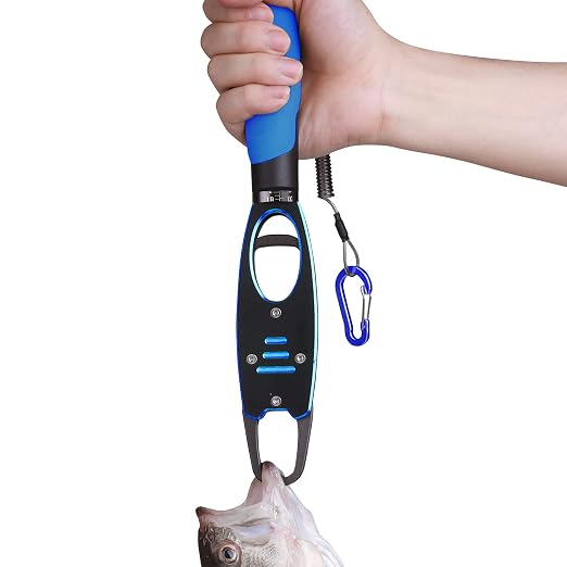 Night Cat Fish Lip Gripper with Scale 2 in 1 Aluminum Alloy Fish Lip Grabber Professional Fishing Lip Gripper Tool Kit for Men