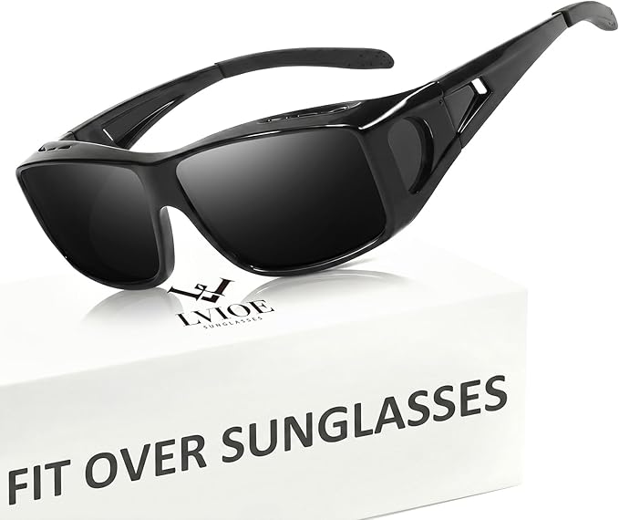 LVIOE Over Glasses Sunglasses Wrap Around Polarized Sunglasses for Men Women Fit Over Prescription Glasses with UV Protection