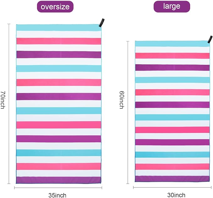 Exclusivo Mezcla Microfiber Quick Dry Beach Towel, Oversized Lightweight Sandfree Pool Towel for Swimming Camping Travel with Bag (Purple, 35x70 Inches)