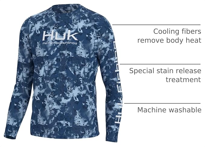 HUK Men's Pursuit Vented Long Sleeve Fishing Shirt (+30 UPF)