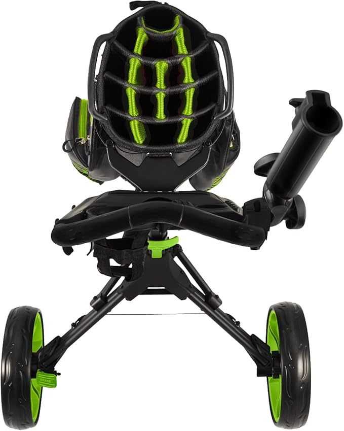 KVV 3 Wheel Golf Push Cart Ultra Lightweight Smallest Folding Size, New-Version Scorecard Holder
