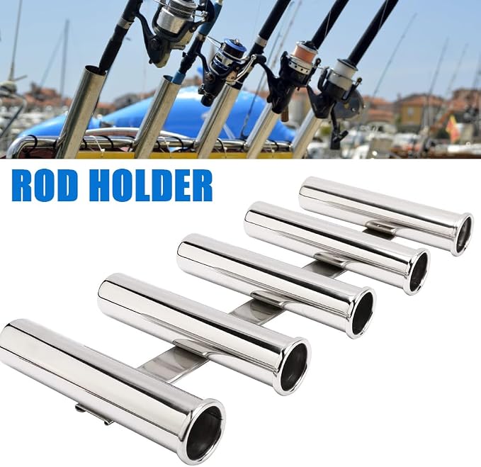 Deck-Mount Adjustable Fishing Rod Holder，Heavy Duty Top Mounted or Side Mounted Angle Removable Marine Stainless Steel Rotatable Rod Holder (S5)