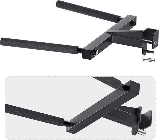 SELEWARE Squat Rack Attachment, Y-Shaped Dip Bar Attachment, Nordic Hamstring Curl Attachment and Lever Arms for 2x2 or 3x3 Power Rack with 5/8" or 1" Hole, Power Cage Accessories for Home Gym