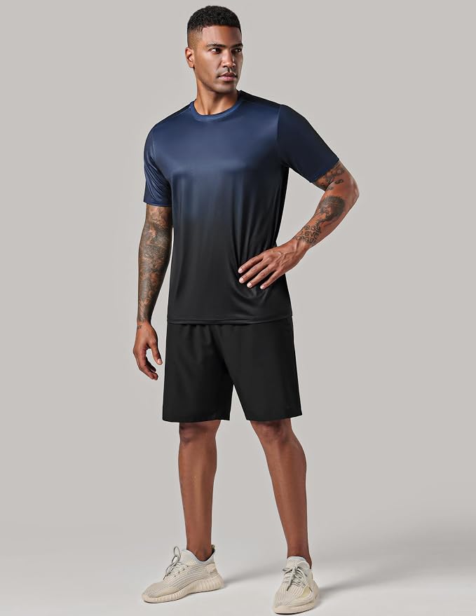 5 Pack Men’s Active Quick Dry Crew Neck T Shirts | Athletic Running Gym Workout Short Sleeve Tee Tops Bulk
