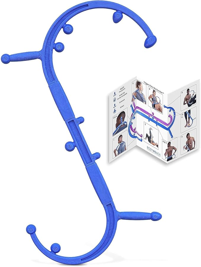 Body Back Buddy Elite Blue FSA Eligible Neck Massager for Pain Relief Deep Tissue, Back Therapy Tool Therapeutic Trigger Point Hook for Muscle Knot & Myofascial Release, Shoulder Pressure Point Relief