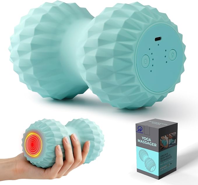 HODEMI Vibrating Peanut Massage Ball with Heat, Deep Tissue Trigger Point Massager for Back, Neck & Spine, Double Lacrosse Design for Myofascial Release & Muscle Relaxation