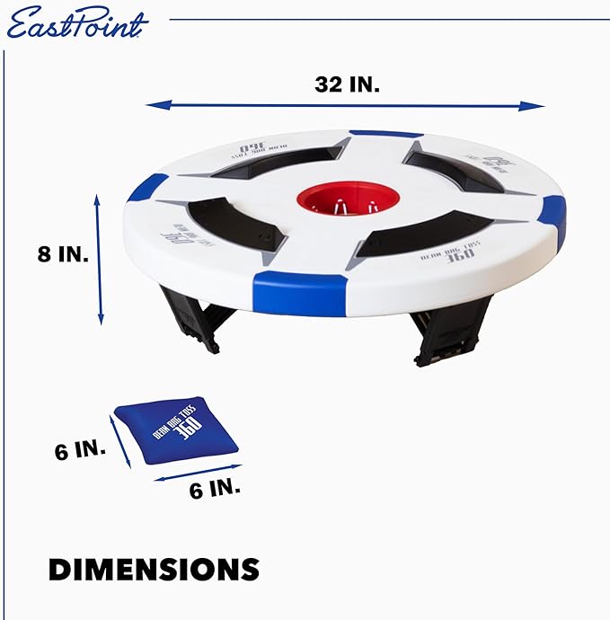 EastPoint Bean Bag Knockout Cornhole Board Set - Pack of 1 Board & 16 Bags - 360 Degree Cornhole Action for Backyard Games - Weatherproof Play for Outdoor Games