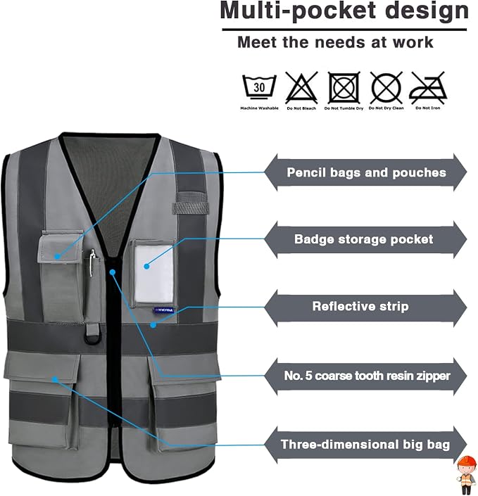 A-SAFETY grey hi vis vest