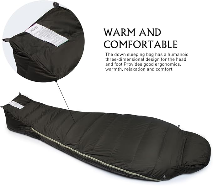 Ultralight Mummy Down Sleeping Bag 650 Fill Power Duck Down Suits for 32 Degree F for Camping Hiking Backpacking