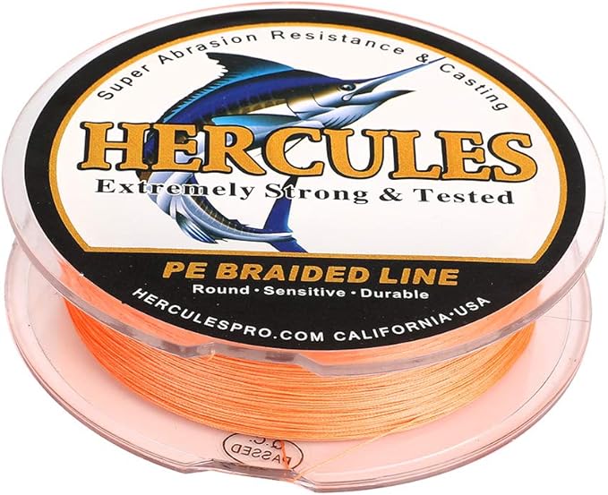 HERCULES Cost-Effective Super Cast 8 Strands Braided Fishing Line 10LB to 300LB Test for Salt-Water,109/328/547/1094 Yards(100M/300M/500M/1000M),Diam.#0.12MM-1.2MM,Hi-Grade Performance,Variety Colors