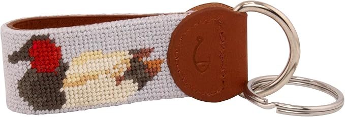 Leather Hand-Stitched Needlepoint Key Fob or Key Chain